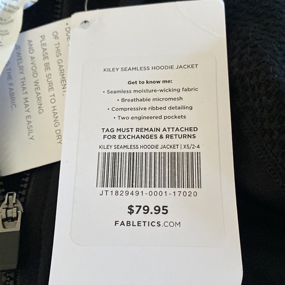 NWT Fabletics Kiley hooded great black zippered stretchy jacket with pockets. - Picture 2 of 16
